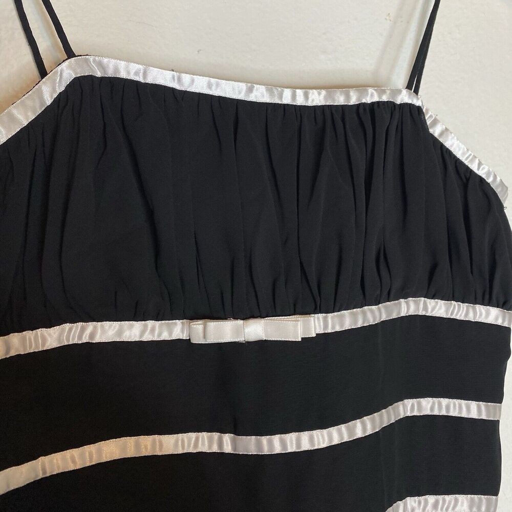 Y2K De Laru Black And White Spaghetti Strap Maxi‎ Dress Satin Trim Women’s 3/4 - Picture 9 of 9